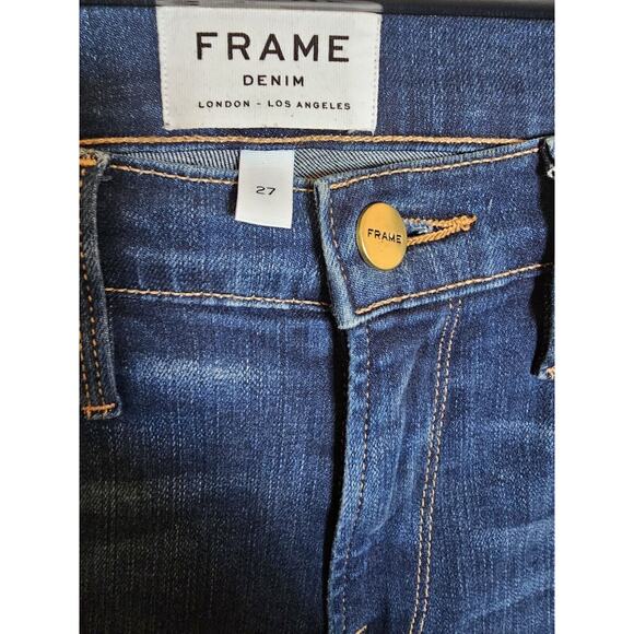 Frame Womens Le Skinny de Jeanne Crop Jeans Jerome Blue Size 27 Raw Hem - Picture 3 of 7